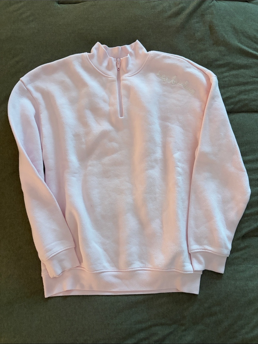 Tiger Friday Half-Zip Sweatshirt in Light Pink